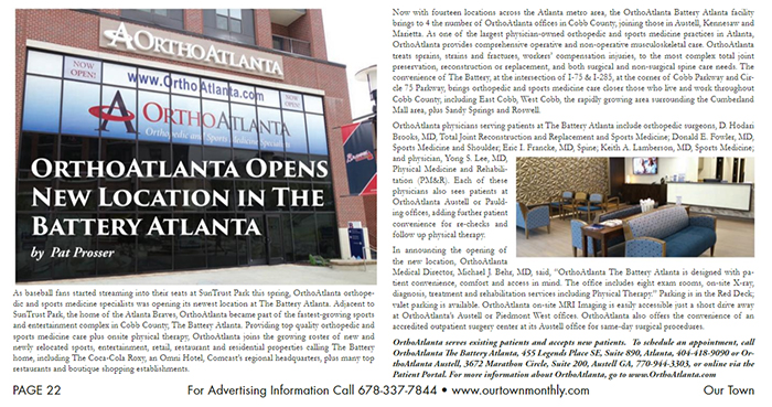 OrthoAtlanta The Battery Atlanta in Our Town Magazine