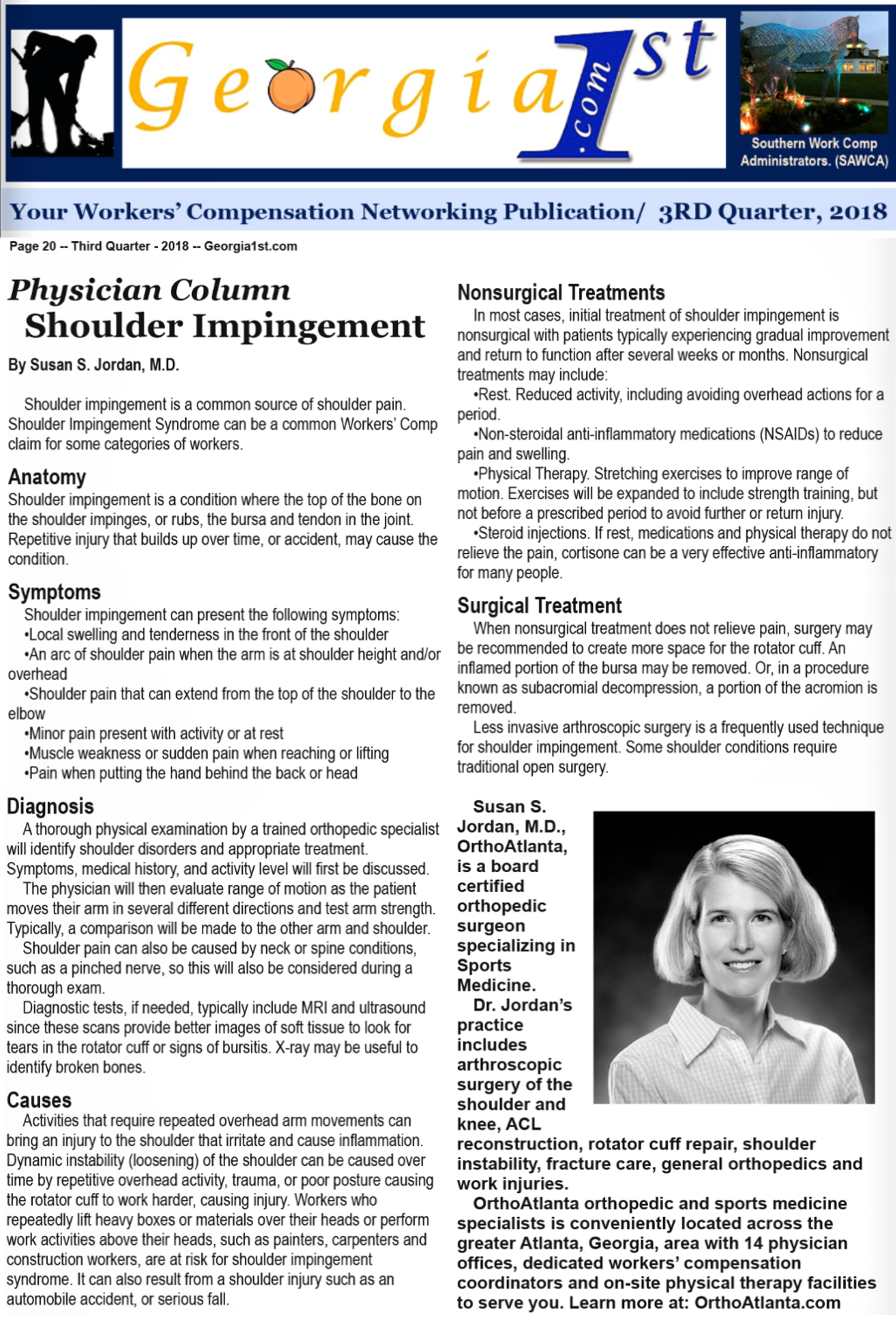 Dr. Susan Jordan discusses Shoulder Impingement Dr. Susan Jordan discusses Shoulder Impingement