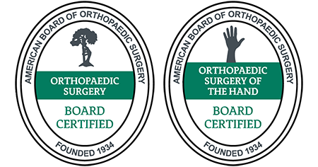 American Board of Orthopaedic Surgery Orthopaedic Surgery Board Certified and Orthopaedic Surgery of the Hand Board Certified logos American Board of Orthopaedic Surgery Orthopaedic Surgery Board Certified and Orthopaedic Surgery of the Hand Board Certified logos
