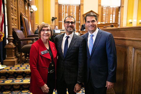 OrthoAtlanta surgeon, Snehal C. Dalal, MD, with Senator Kay Kirkpatrick and Lt. Governor Geoff Duncan