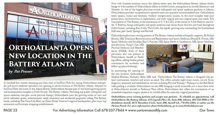 OrthoAtlanta The Battery Atlanta in Our Town Magazine OrthoAtlanta The Battery Atlanta in Our Town Magazine